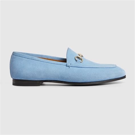 Women's Gucci Jordaan loafer in light blue suede 